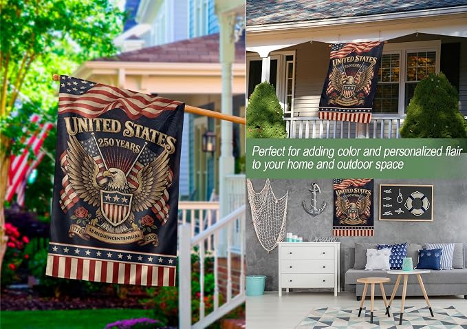 1776-2026 Commemorative, 250 Anniversary Usa Flag, Dualided Design, American 250th Anniversary Patriotic Design, American Flag With Eagle, Garden Flags For Outside 2 (30x40 Inch)