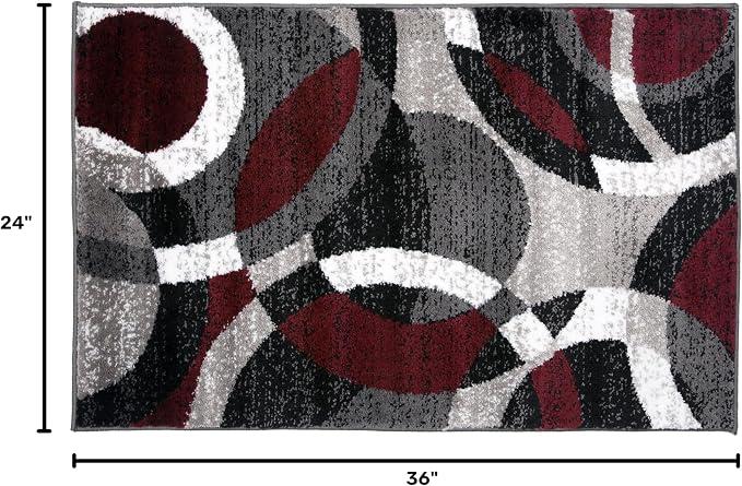 Rugshop Abstract Circles Contemporary High Traffic Area Rug Red 2' x 3' | Rectangular, Size 2' x 3', Living Room, Bedroom, Dining Room, Home Office, Kitchen, Entryway, Hallway, Nursery, Kids Room