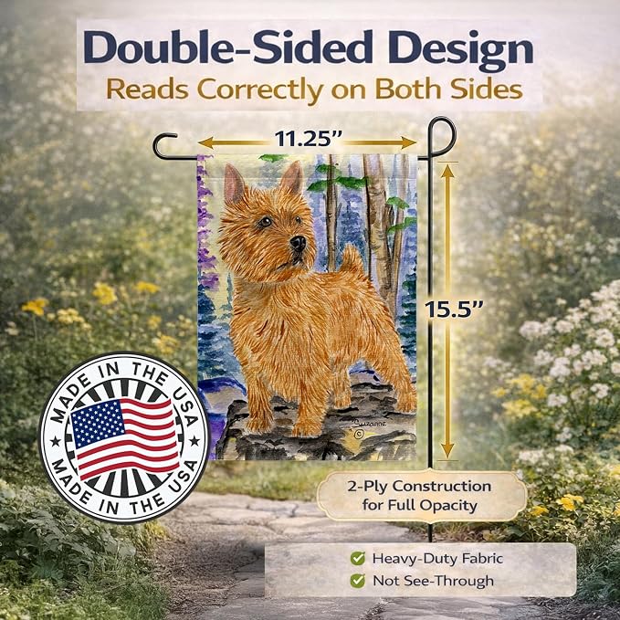 Caroline's Treasures SS8011BGF Norwich Terrier Garden Flag Mailbox Flag Decorative Yard Flag Banner Outside Patio Artwork Yard Flower Beds, Garden Size, Multicolor