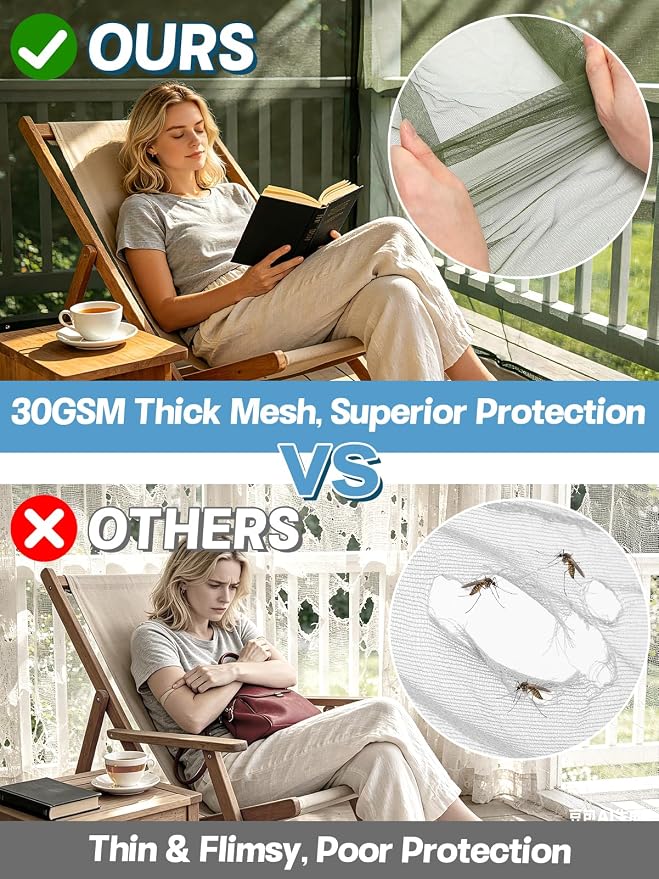 ANPHSIN 40x10ft Ultra fine Mosquito Net for Patio - Mesh Netting Screen for Outdoor Garden Porch Balcony, Protects Skin & Plants from Bugs, Birds, Green