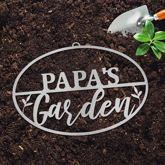 Garden Oval for Him (Papa's) -Garden Signs Decorative Outdoor -Yard gifts for men -Outdoor Signs -Gifts for gardeners men -fathers day yard plaque -Gardening Signs