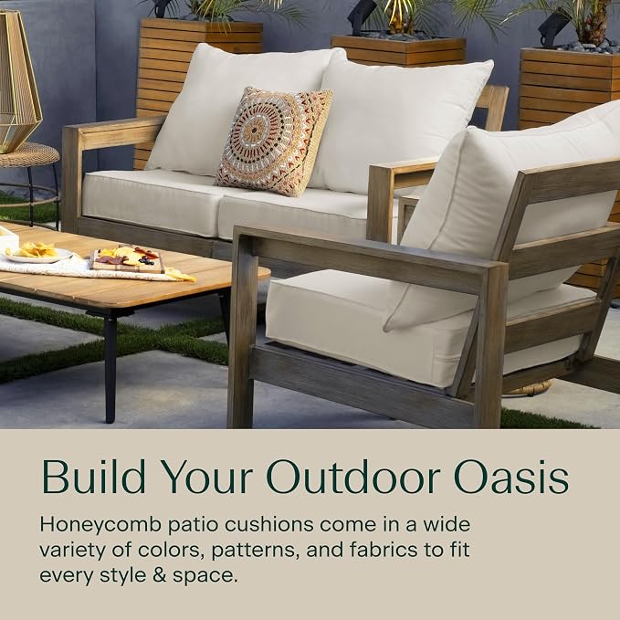 Honeycomb Outdoor Heritage Deep Seat, 24 x 23, Cabana Stripe Tan Chair Cushion with Removable Cover, for Patio Furniture