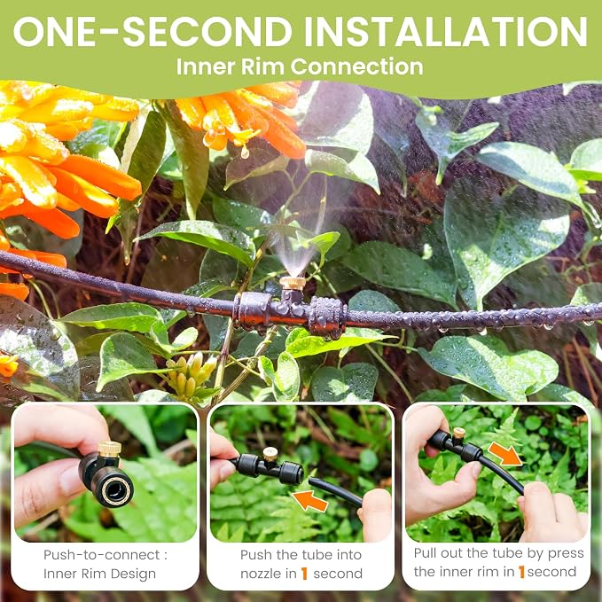 35FT Mister for Outside Patio Misting Cooling System, 35FT (11M) Misting Line+7 Brass Mist Nozzles+Water Filter, Outdoor Mister System for Garden Greenhouse Trampoline Waterparke