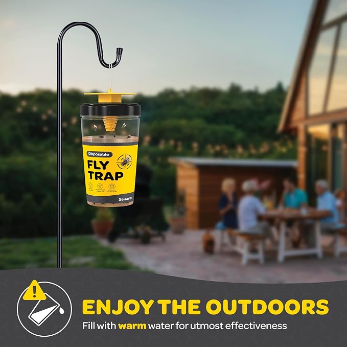 Outdoor Fly Trap [Set of 3] Fly Traps with Dissolvable Non-Toxic Bait - Fly Repellent for Outdoor Use Only - Controls Flies for Patios, Barns, Ranches Etc. Hanging Fly Traps with Tie Included