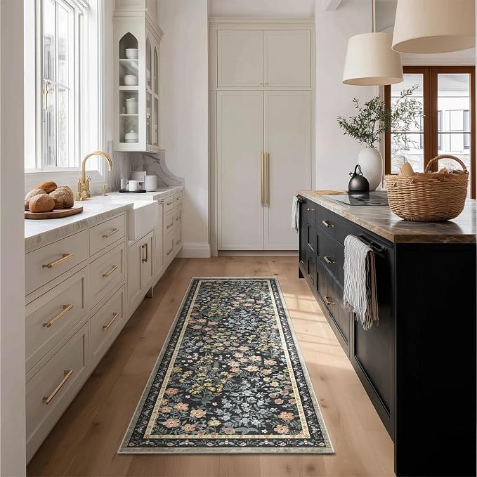 Washable Kitchen Rug Runners for Hallways: 2'x6' Entryway Rug with Non Slip Backing Low Pile Soft Indoor Floor Carpet Runner for Kitchen Laundry Room Entry Bedroom Hallway