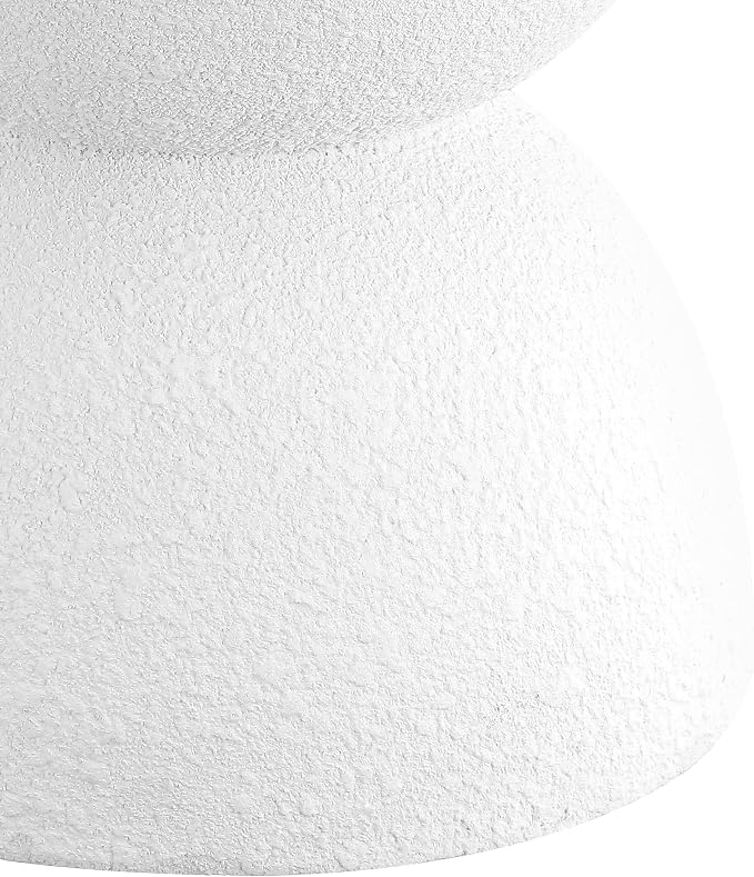 JONATHAN Y Greta Hourglass Outdoor Side Table and Stool, 18" Modern Textured All-Weather Accent End Table for Patio, Deck, or Garden, White Frosted TBL1100A
