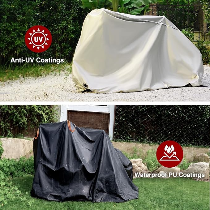 Puroma Bike Cover for 1/2/3 Bikes, Waterproof Outdoor Storage Bicycle Covers Rain Sun UV Dust Wind Proof with Lock Hole for Mountain Road Electric Bike