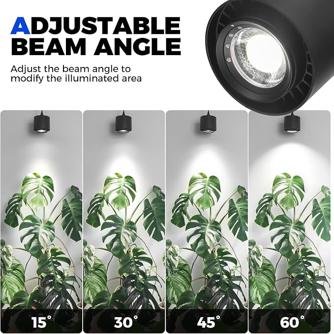 Barrina TR40 Hanging Grow Lights for Indoor Plants, 40W 5000K Full Spectrum, Adjustable Beam Angle (15°-60°), High PPFD, Spotlight Grow Light with Timer for Indoor Growing, Large Tall Plant, Flowers