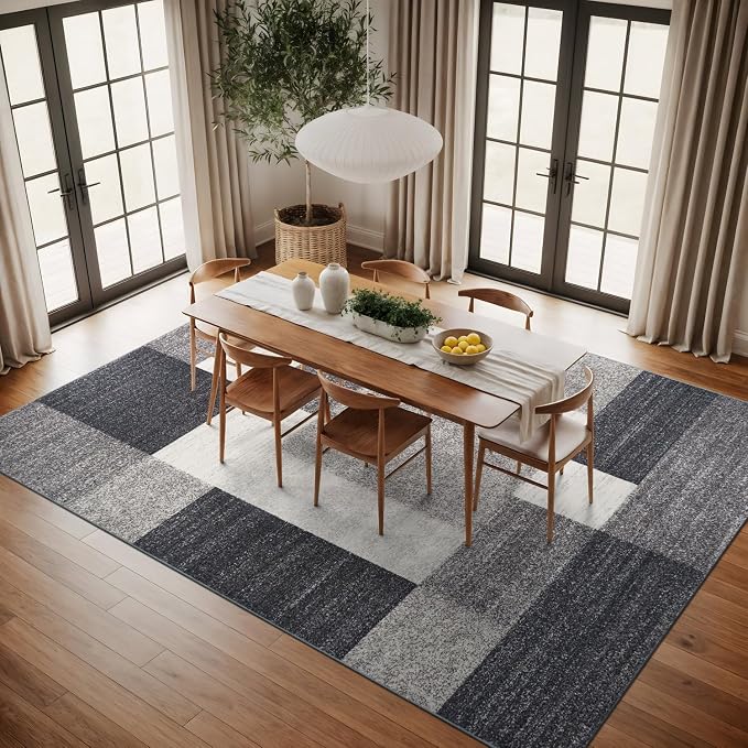 Rugshop Geometric Boxes Non-Slip Modern Living Room Area Rug Gray 10' x 14' | Non-Shedding, Rectangular, Size 10' x 14', Bedroom, Dining Room, Home Office, Kitchen, Entryway, Hallway, Nursery, Kids Room