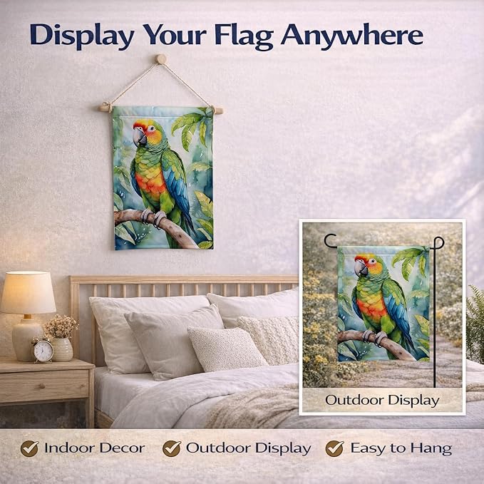 Caroline's Treasures Amazon Parrot Garden Flag Mailbox Flag Decorative Yard Flag Banner Outside Patio Artwork Yard Flower Beds, Garden Size, Multicolor