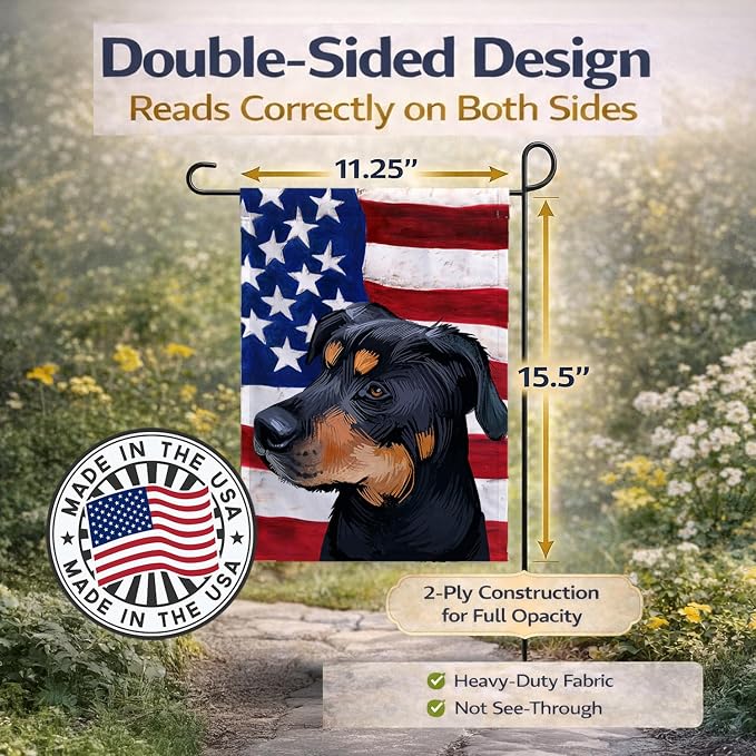 Caroline's Treasures CK6549GF Greek Harehound Dog American Flag Garden Flag Mailbox Flag Decorative Yard Flag Banner Outside Patio Artwork Yard Flower Beds, Garden Size, Multicolor