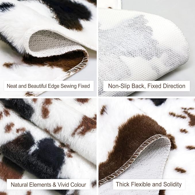 MACEVIA Cowhide Rug Cute Cow Print Rugs Western Decor for Living Room Bedroom Faux Animal Area Carpet Non-Slip 43.3" L x 29.5" W(3.6ft x 2.4ft)