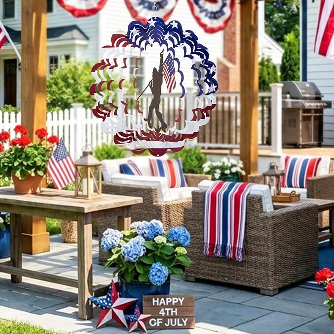 Dad Gifts for Fathers Day,Big Foot Sasquatch Gifts Wind Spinners, 4th of July Decorations Outdoor, American Flag Patriotic Yard Decor, Bigfoot Gifts for Men, Unique Garden Spinner