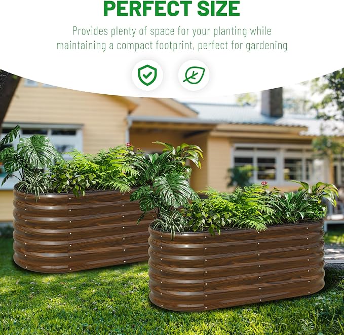 SnugNiture Galvanized Steel Raised Garden Bed Kit - 2 Pack 4x2x2 ft Metal Planter Box for Vegetables, Flowers, Herbs | Easy Assembly, Open Bottom Design for Optimal Drainage