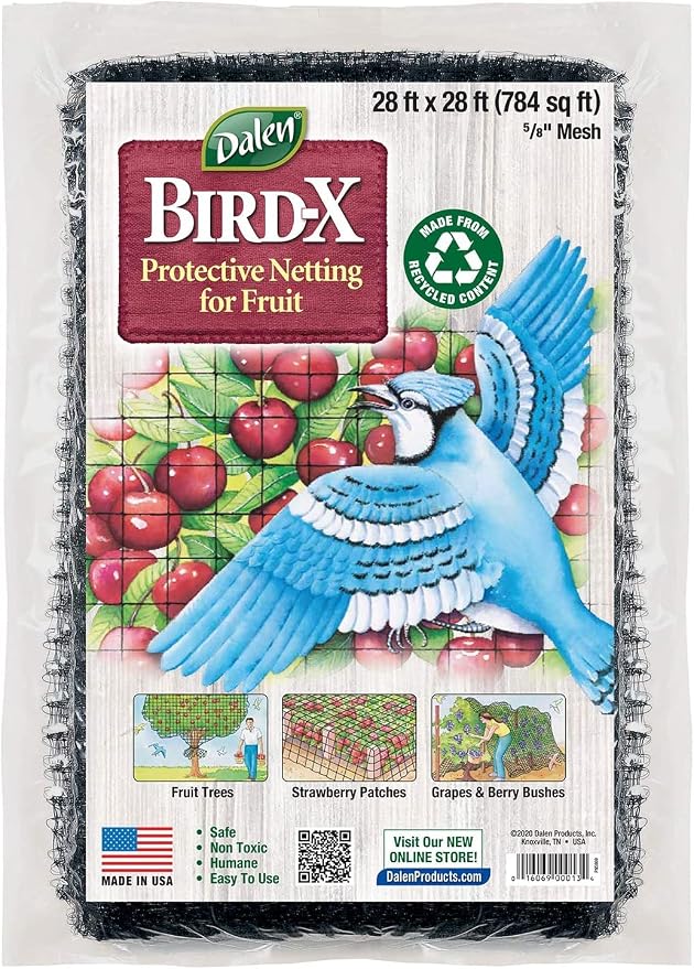 Dalen Bird-X Protective Mesh Netting for Fruit Trees, Berries, Vegetables - 28 ft x 28 ft, Black Garden Netting, 5/8-inch Mesh - Helps Deter Birds & Garden Pests, Made of Weather-Resistant Plastic
