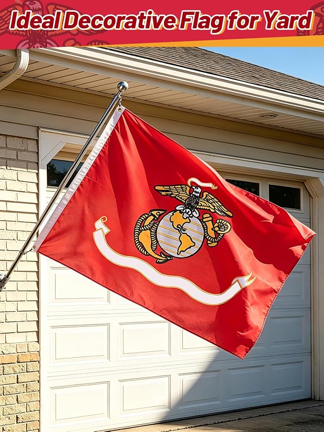 Double-Sided Embroidered Flags for Outside 3x5-210D Oxford Fabric Weatherproof Military Flags with 2 Brass Grommets for Garden Patio Decor, Gift for Veteran & Service Member (Red)