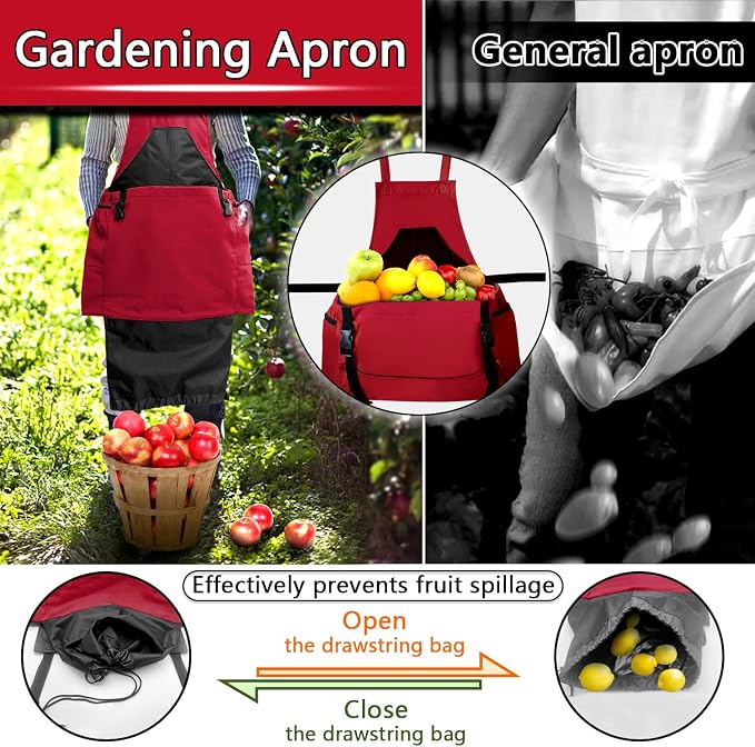 Gardening Apron, Harvest Apron Gardening Gifts for Men Gardening Apron with Pockets for Women, Green