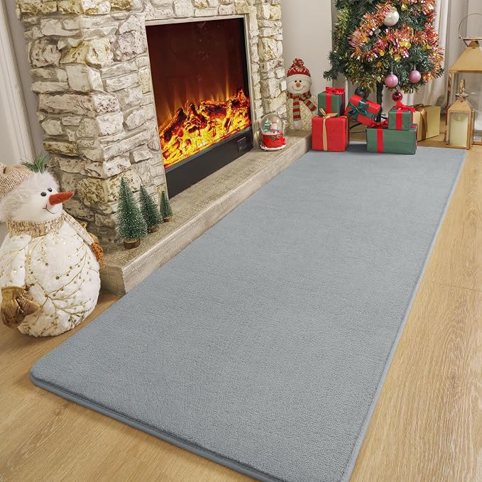 Amearea Modern Soft Hallway Runner Rug, 3x8 Feet Long Runners for Hallways | Washable Runner Rugs, Non Slip Memory Foam Rug Grey Runner Rugs Carpet for Entrance Kitchen Kids Room Decor