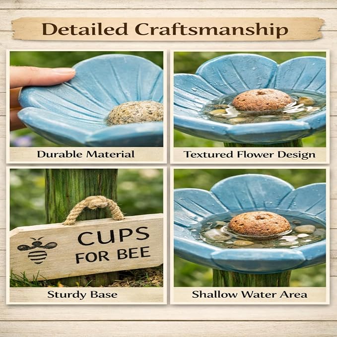 Bee Watering Station for Garden 5-Pack, Flower Bee Water Feeder, Ground Stake Pollinator Watering Station for Yard, Flower Bed, Planter