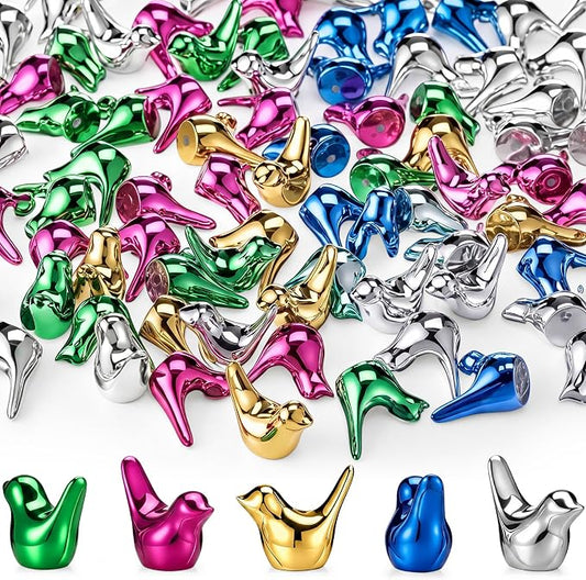 Sieral 100 Pcs Multicolor Mini Bird Figurines Miniature Resin Bird Statues Small Animal Statues Fairy Garden Accessories for Micro Garden Landscape Dollhouse Cake Potted Plants DIY, 0.59" x 0.67"