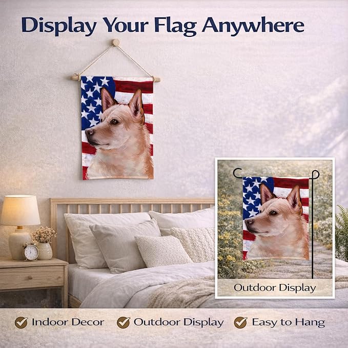 Caroline's Treasures CK6472GF Canaan Dog American Flag Garden Flag Mailbox Flag Decorative Yard Flag Banner Outside Patio Artwork Yard Flower Beds, Garden Size, Multicolor