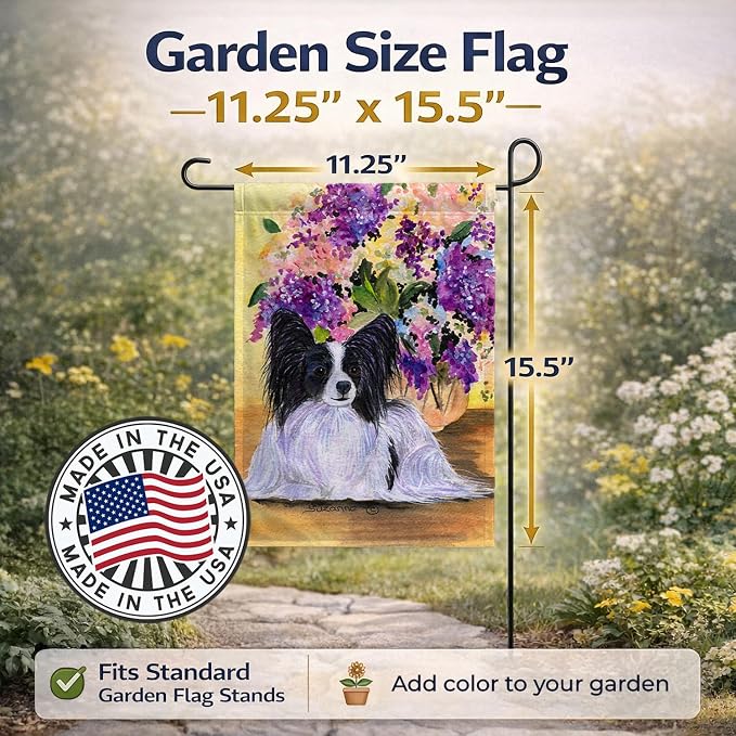 Caroline's Treasures SS8288GF Papillon Garden Flag Mailbox Flag Decorative Yard Flag Banner Outside Patio Artwork Yard Flower Beds, Garden Size, Multicolor