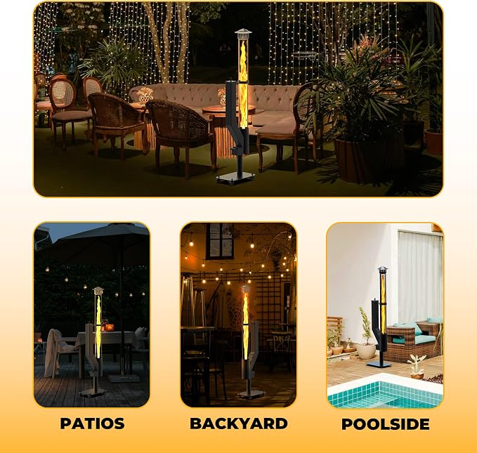 Outdoor Pellet Fire Pit – Spiral Swirling Flame Column with Glass Tube, Creates Cozy Patio & Garden Ambience, Great for Backyard & Camping