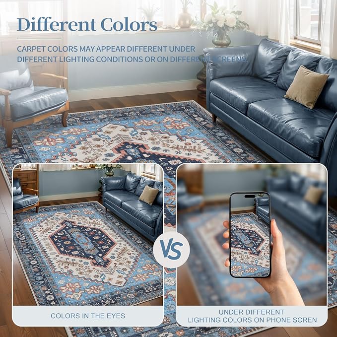 Ciicool Washable Non Slip Runner Rug,2x6ft Vintage Hallway Kitchen Rugs | Soft Oriental Indoor Mat Thin Boho Entry Carpet for Entrance Bedroom Bedside Living Room Laundry Bathroom Decor