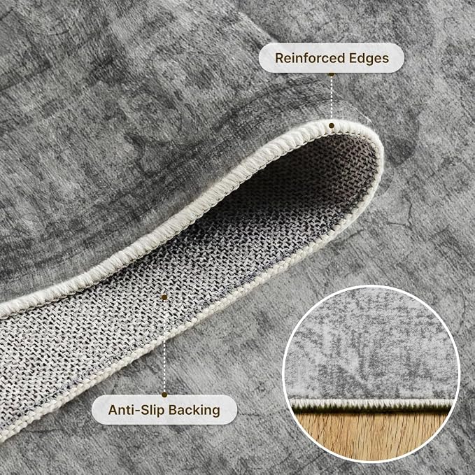 2x3 Area Rug Washable Vintage: Non Slip Throw Rugs for Entryway | Indoor Door Mat for Kitchen Soft Low Pile Thin Small Carpet for Hallway Bedroom Dining Room Home Office Decor