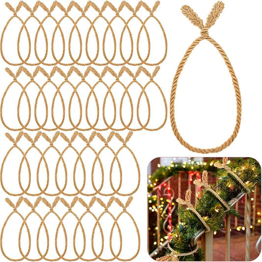 Zhengmy 32 Pcs 20 Inches Christmas Garland Ties Christmas Decorative Twist Ties for Banister Reusable and Flexible Twist for Xmas Home Decorations Holiday Craft Wrapping (Gold)