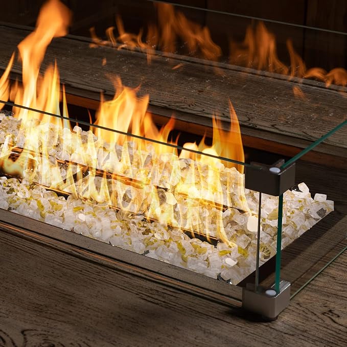 Onlyfire 10 lbs Fire Glass Rocks 1/4 Inch, Reflective Tempered Glass for Propane Fire Pit & Gas Fireplace, High Luster Firepit Glass Stones for Fire Table, Gold (Multicolor Options Available)