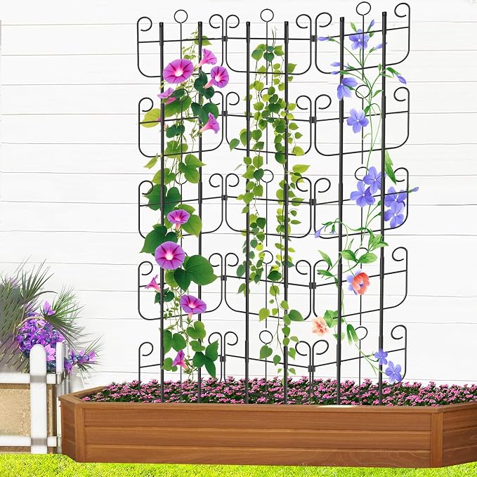 Trellis for Climbing Plants Outdoor, Expandable Heavy-Duty Metal Trellis for Raised Bed Plants, Flowers Vine Ivy, Sturdy Houseplant Pothos Plant Climber Support