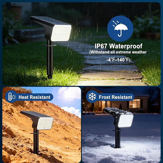 LANSOW Solar Spot Lights Outdoor Waterproof IP67, (8 Pack/90 LED/4 Modes) Solar Landscape Spotlights, 2-in-1 Solar Powered Flood Lights for Yard Garden Pathway Outside Tree, Auto ON/Off(Cool White)