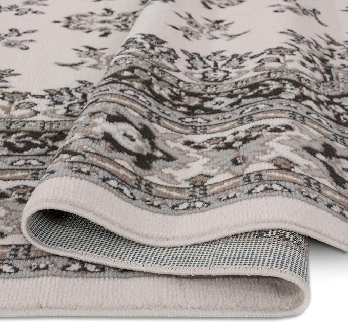 Home Dynamix Premium Sakarya Traditional Medallion Border Area Rug, Ivory/Taupe, 7'9"x10'8" Rectangle