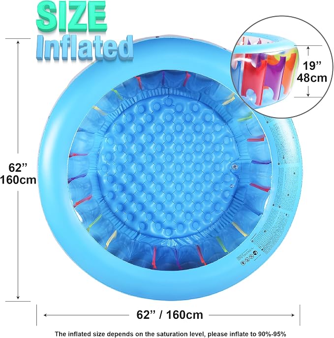 Inflatable Kiddle 62in Kids Swimming Rainbow Pool with Soft Floor, Blow Up Ball Pit Pool, Backyard, Garden, Outdoor, Party