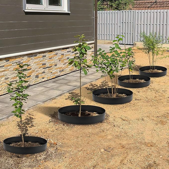 30 Ft Planting Grow Rings with 30 PCS Spikes Plant Rings for Outdoor Plants Planting Ring for Separate Rock and Maintain Moisture（Black）