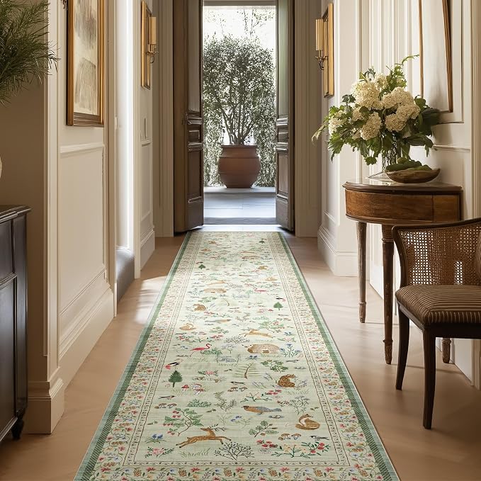 Machine Washable Kitchen Runner Rug: 2'x10' Hallway Runner Non Slip Low Pile Stain Resistant Soft Carpet Runners Rug for Entryway Hallway Kitchen Laundry Room Beside Farmhouse