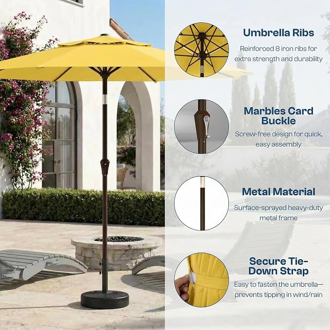 10FT Patio Umbrella, 2 Tier Outdoor Table Umbrella, Large Vented Market Umbrellas with Push Button Tilt and Crank, 8 Sturdy Ribs for Backyard, Deck, Pool, UPF50+ UV Protection
