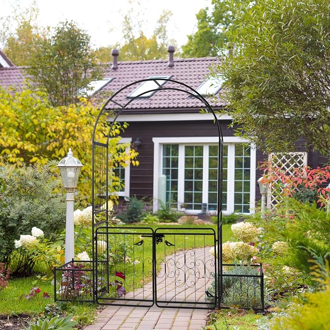 Garden Arch Trellis for Climbing Plants Outdoor, Metal Arch Frame Garden Arbors and Arches, Outdoor Archway Metal Arch Backdrop Stand for Flower Vines Wedding Bridal Birthday Party Decoration