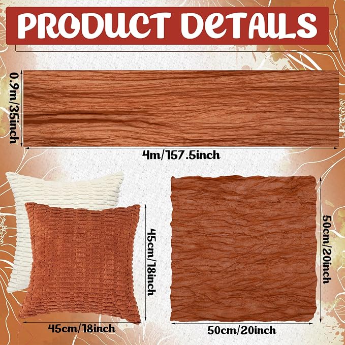 Beeveer 14 Pack Picnic Kit 91 x 71 Inch Extra Large Outdoor Boho Picnic Blanket with Terracotta Table Runner, 6 Throw Pillow Cover 6 Napkin Woven Cotton Yarn Washable Beach Blanket for Camp Wedding