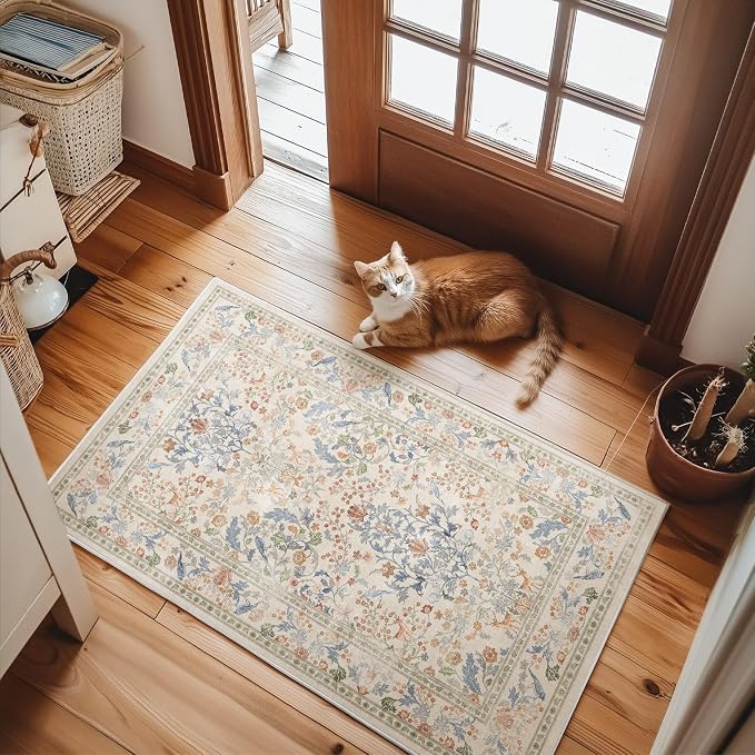 Machine Washable 2x3 Rugs for Entryway: Door Mat Indoor Entrance Small Area Rug Non-Slip Low Pile Kitchen Throw Rug for Front Door Indoor Entrance Bedside Entry Kids Room
