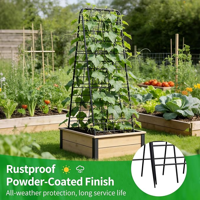 Heavy Duty Trellis for Climbing Plants, 59"x19.68" Adjustable Height Steel Cucumber Trellis, Powder Coated Metal Garden Trellis for Raised Beds,Tomatoes, Cucumbers & Outdoor Vines
