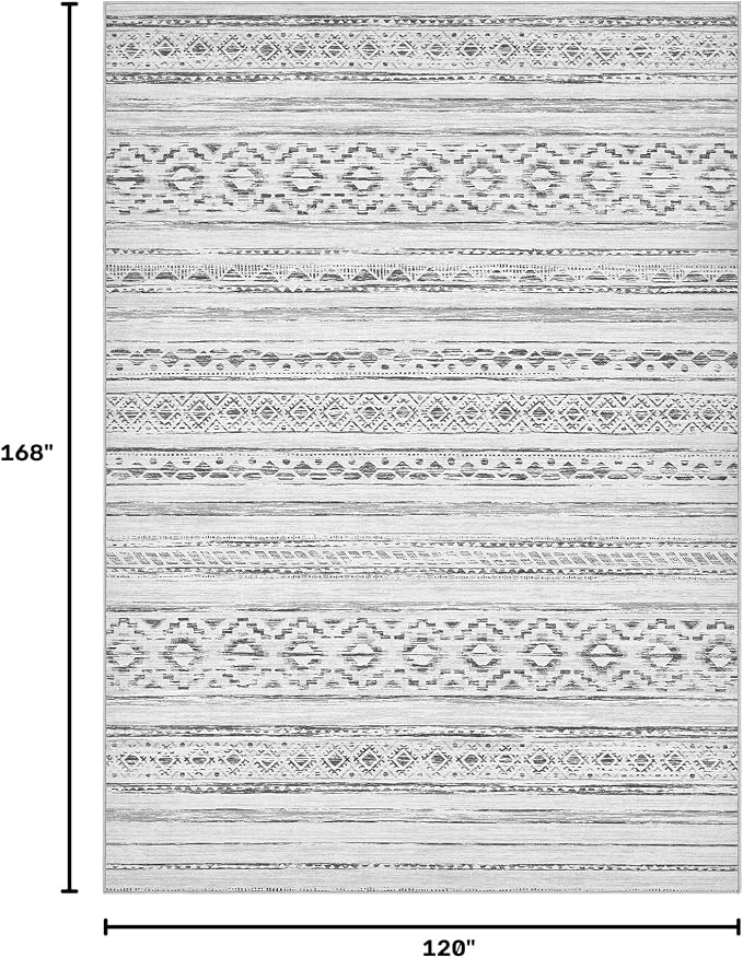 cotiled Boho 10x14 Area Rug for Living Room: Large Moroccan Washable Rug | Solve Modern Neutral Trendy Home Decor - Stain Resistan Carpet for Bedroom Farmhouse Cream Grey