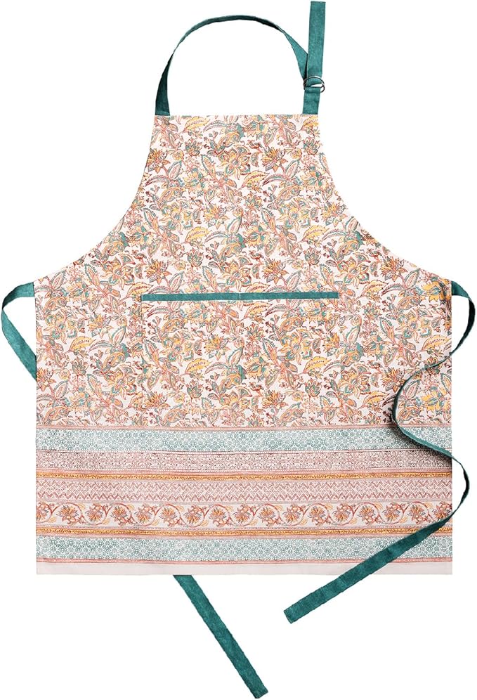 Maison d' Hermine Aprons for women with Pocket 100% Cotton (27.50"x31.50") | Adjustable Neck Strap & long ties Apron Men Chef Wedding Cooking Gardening Server Maid