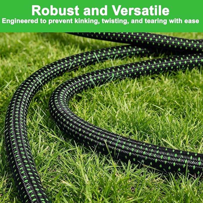 Garden Hose, 50Ft Ultra Flexible Water Hose, None-Expand,with 10 Function Sprayer,Ultra-Lightweight,Leak-Proof,Non-Slip Handle, Non-Kink Hoses for Yard, Outdoor (GreenBlack,50Ft)