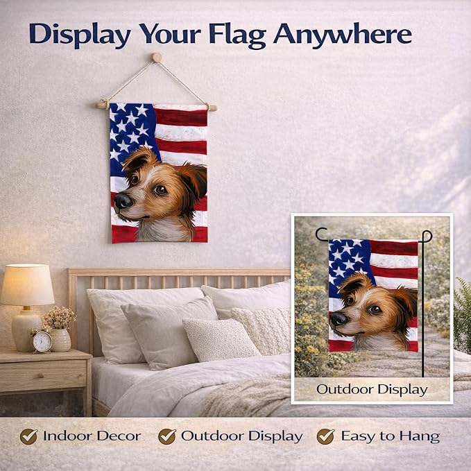 Caroline's Treasures CK6597GF Kromfohrlander American Flag Garden Flag Mailbox Flag Decorative Yard Flag Banner Outside Patio Artwork Yard Flower Beds, Garden Size, Multicolor