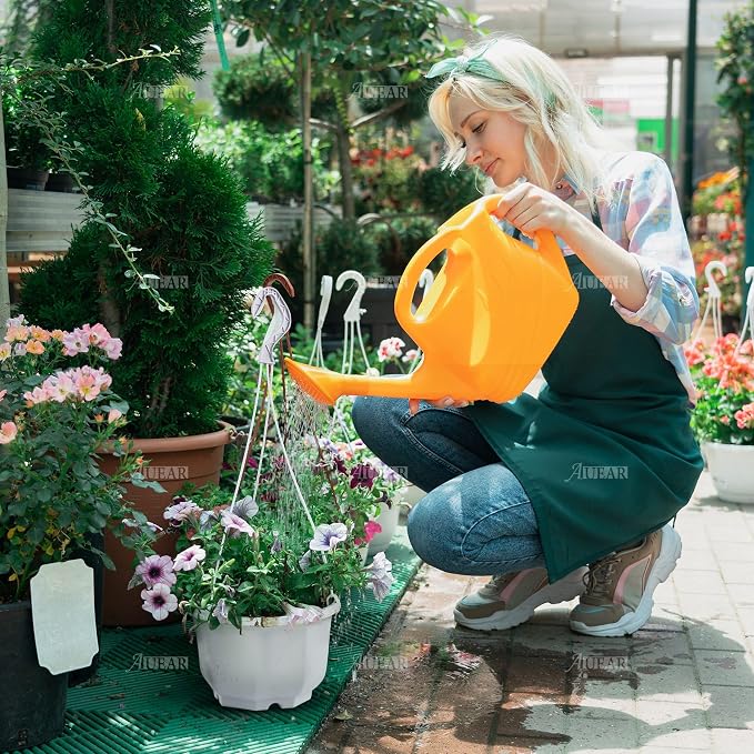 AUEAR, 50 Pack Plastic Plant Hangers Hanging Flower Planter Containers with Drainage Holes and Hooks for Outdoor Indoor White