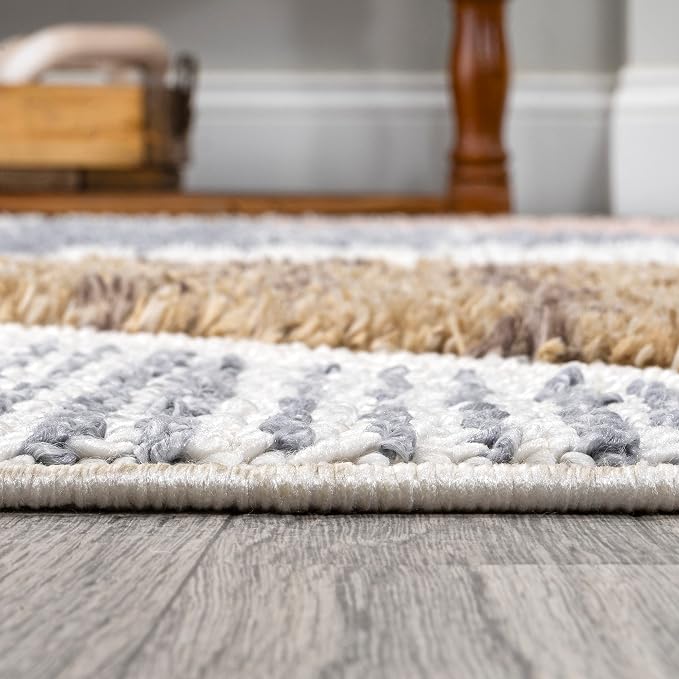 JONATHAN Y Colorblock Carved High-Low Multi Runner Rug 2X8 ft, Aileen Geometric Scandi for Living Room, Bedroom, Kitchen, Office, Easy-Cleaning, High Traffic, Pet-Friendly, Non-Shedding SNT107A-28