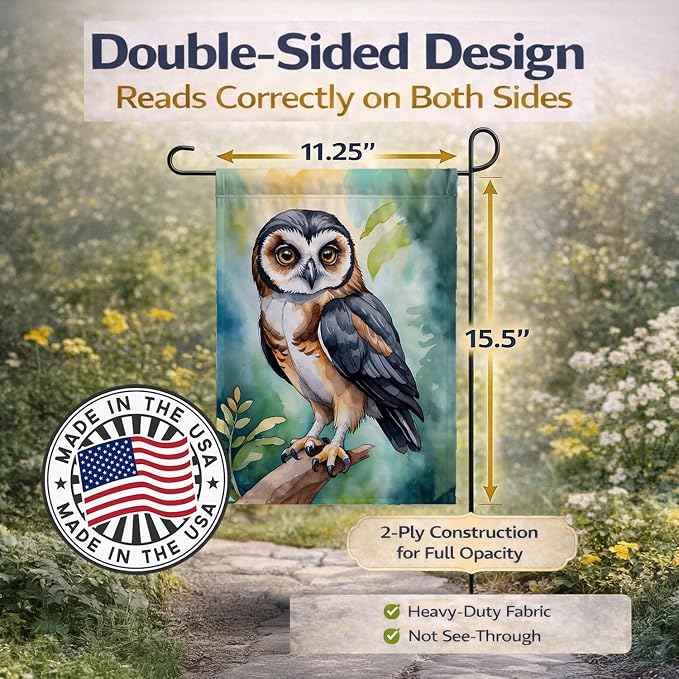 Caroline's Treasures Spectacled Owl Garden Flag Mailbox Flag Decorative Yard Flag Banner Outside Patio Artwork Yard Flower Beds, Garden Size, Multicolor