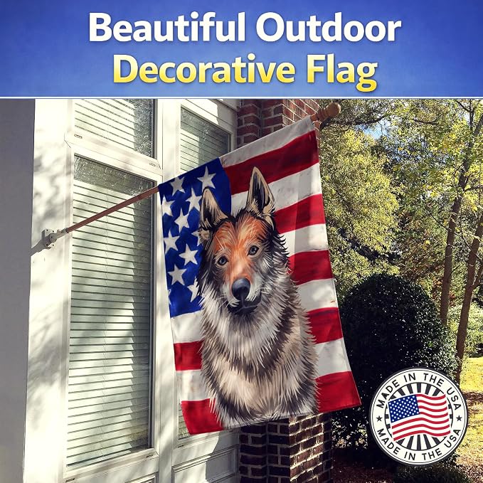 Caroline's Treasures CK6499CHF Czechoslovakian Wolfdog American Flag House Flag Large Porch Sleeve Pole Decorative Outside Yard Banner Artwork Wall Hanging, Polyester, House Size, Multicolor